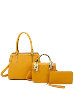 3in1 Fashion Top Handle Satchel Set LF454T3 YELLOW